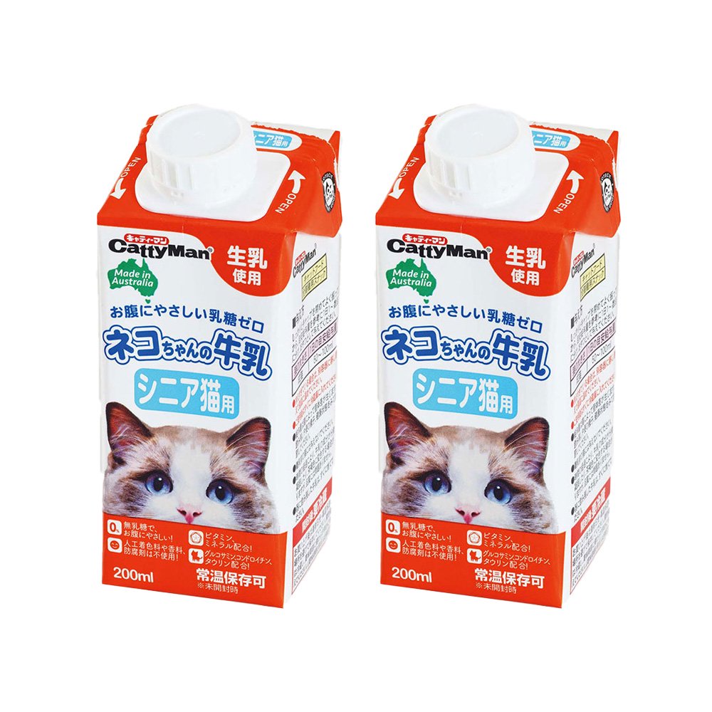 キャティーマン ネコちゃんの牛乳 シニア猫用 ２００ｍｌ 猫 ミルク ２個入り キャットフード