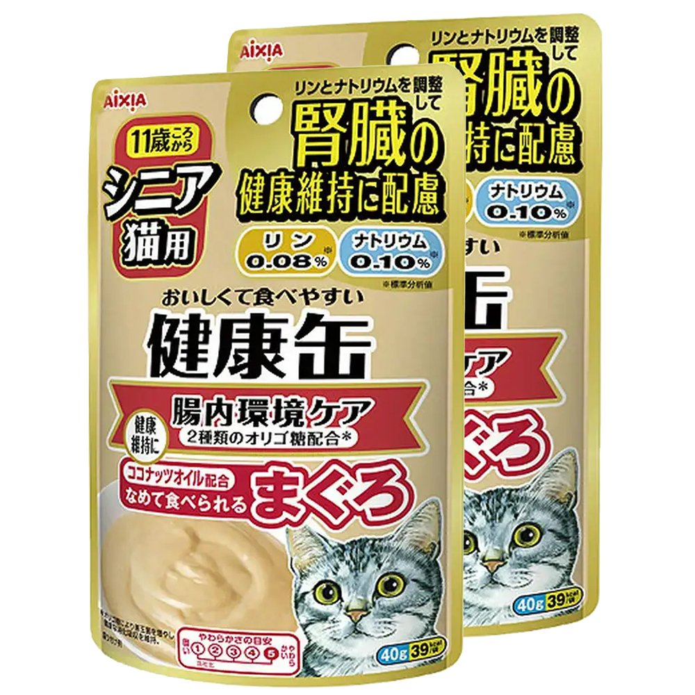 アイシア シニア猫用 健康缶パウチ 腸内環境ケア ４０ｇ×２袋 キャットフード