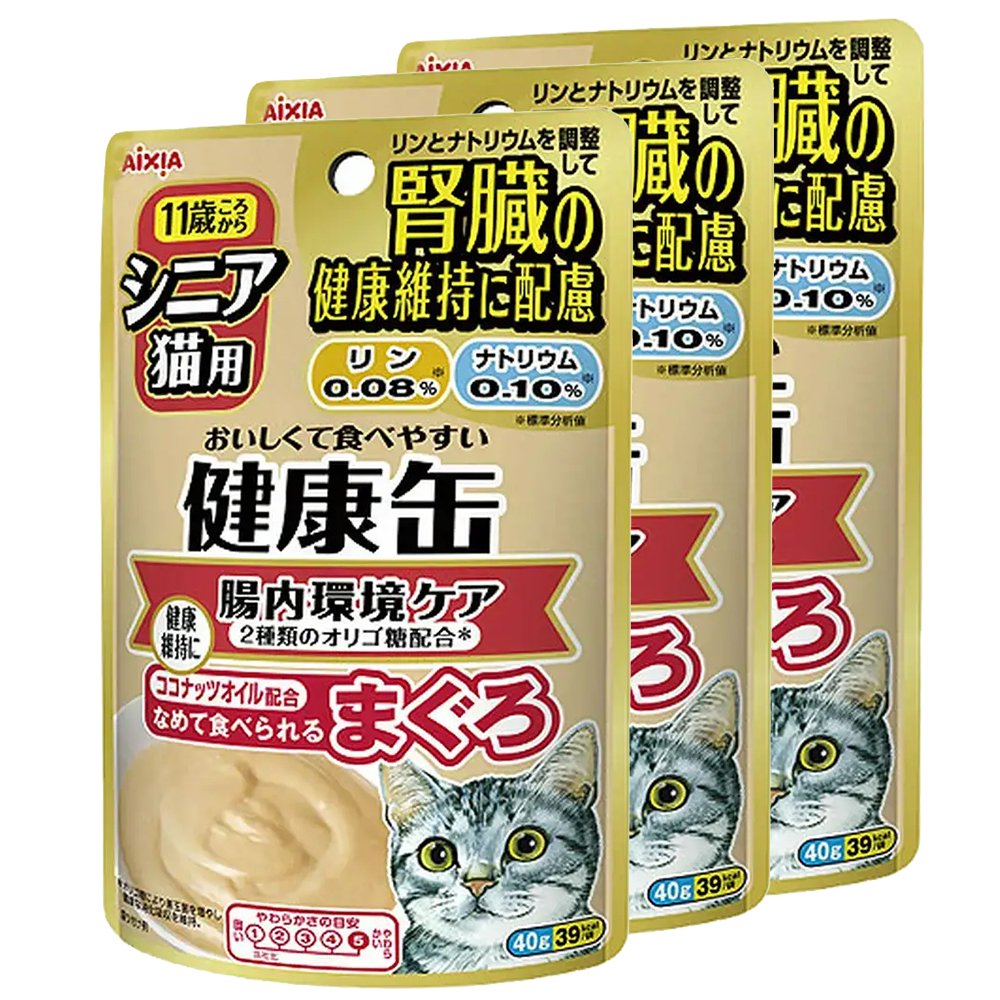 アイシア シニア猫用 健康缶パウチ 腸内環境ケア ４０ｇ ３袋 キャットフード