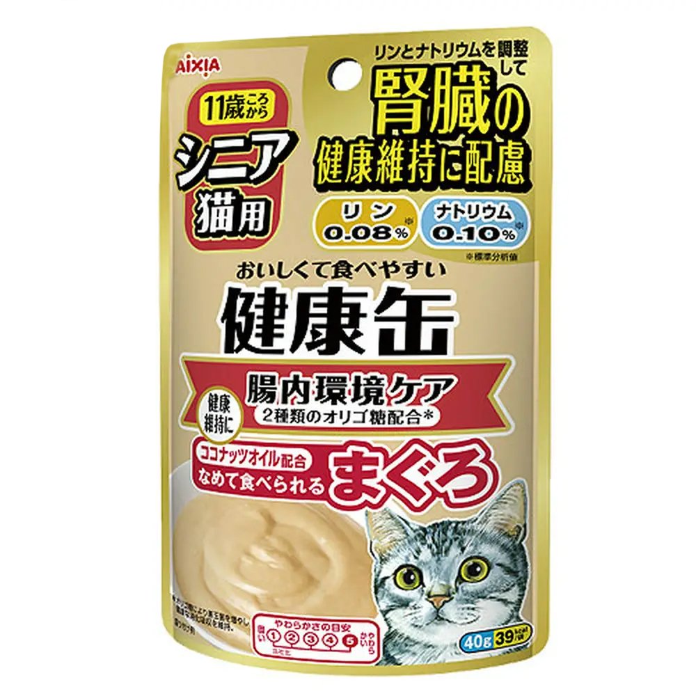 アイシア シニア猫用 健康缶パウチ 腸内環境ケア ４０ｇ×１２袋 キャットフード