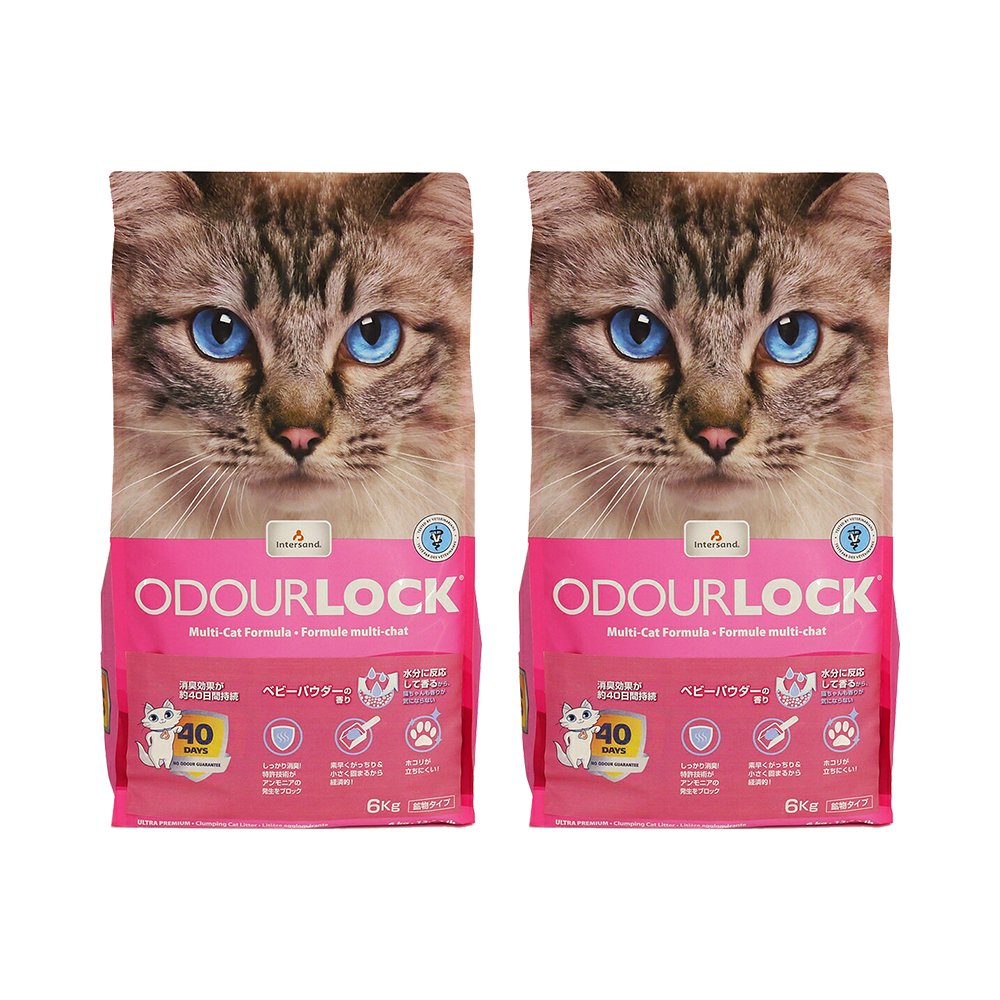 ハッピーデイズ 猫砂 オードロック ベビーパウダー ６ｋｇ×２袋 (猫 トイレ)