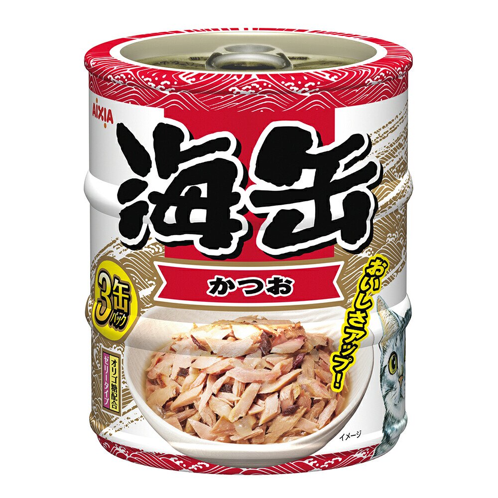 アイシア 海缶ミニ３Ｐ かつお １８０ｇ（６０ｇ×３）×２４ 猫 ウェット キャットフード