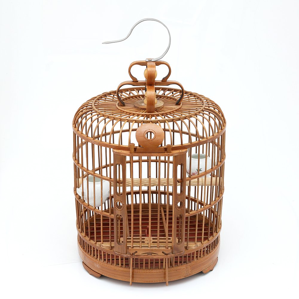 アンティーク 竹カゴ 丸型 小（直径３４０×高さ４６０ｍｍ） 竹製 鳥 ケージ 鳥かご